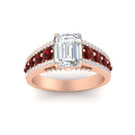 Load image into Gallery viewer, 3-row-emerald-cut-ruby-big-engagement-ring-in-rose-gold-fd11538grudr-nl-rg