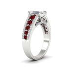 Load image into Gallery viewer, 3-row-emerald-cut-ruby-big-engagement-ring-in-white-gold-fd11538grudr-nl-wg
