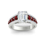 Load image into Gallery viewer, 3-row-emerald-cut-ruby-big-engagement-ring-in-white-gold-fd11538grudr-nl-wg