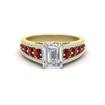 Load image into Gallery viewer, 3-row-emerald-cut-ruby-big-engagement-ring-in-yellow-gold-fd11538grudr-nl-yg