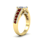 Load image into Gallery viewer, 3-row-emerald-cut-ruby-big-engagement-ring-in-yellow-gold-fd11538grudr-nl-yg