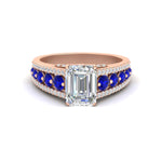 Load image into Gallery viewer, 3-row-emerald-cut-sapphire-big-engagement-ring-in-rose-gold-fd11538gsabl-nl-rg