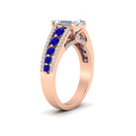 Load image into Gallery viewer, 3-row-emerald-cut-sapphire-big-engagement-ring-in-rose-gold-fd11538gsabl-nl-rg
