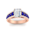 Load image into Gallery viewer, 3-row-emerald-cut-sapphire-big-engagement-ring-in-rose-gold-fd11538gsabl-nl-rg