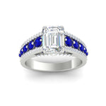 Load image into Gallery viewer, 3-row-emerald-cut-sapphire-big-engagement-ring-in-white-gold-fd11538gsabl-nl-wg