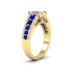 Load image into Gallery viewer, 3-row-emerald-cut-sapphire-big-engagement-ring-in-yellow-gold-fd11538gsabl-nl-yg
