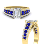 Load image into Gallery viewer, 3-row-emerald-cut-sapphire-big-engagement-ring-in-yellow-gold-fd11538gsabl-nl-yg