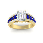Load image into Gallery viewer, 3-row-emerald-cut-sapphire-big-engagement-ring-in-yellow-gold-fd11538gsabl-nl-yg