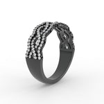 Load image into Gallery viewer, 3-row-twisted-infinity-diamond-wedding-band-in-black-gold-FD11425B-NL-BG