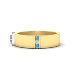 Load image into Gallery viewer, 3-stone-blue-topaz-wedding-anniversary-band-for-men-in-yellow-gold-fdm8111bgicblto-nl-yg-hw.jpg