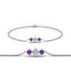 Load image into Gallery viewer, 3-stone-bracelet-for-mothers-with-purple-topaz-in-white-gold-FDBRC8693GVITOMD-NL-WG