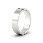 Load image into Gallery viewer, 3-stone-emerald-wedding-anniversary-band-for-men-in-white-gold-fdm8111bgemgrangle2-nl-wg.jpg