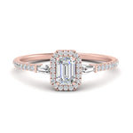 Load image into Gallery viewer, 3-stone-lab-created-emerald-halo-engagement-ring-in-rose-gold-FD10047EMR-NL-RG