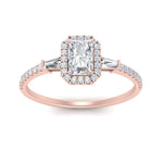 Load image into Gallery viewer, 3-stone-lab-created-radiant-halo-engagement-ring-in-rose-gold-FD10047RARANGLE5-NL-RG