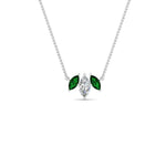 Load image into Gallery viewer, 3-stone-marquise-emerald-necklace-chain-in-white-gold-FDPD11096GEMGRANGLE1-NL-WG