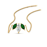 Load image into Gallery viewer, 3-stone-marquise-emerald-necklace-chain-in-yellow-gold-FDPD11096GEMGR-NL-YG