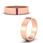 Load image into Gallery viewer, 3 Stone Mens Flat Gemstone Band