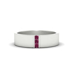 Load image into Gallery viewer, 3 Stone Mens Flat Gemstone Band