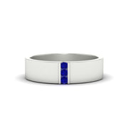 3 Stone Mens Flat Gemstone Band