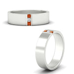 Load image into Gallery viewer, 3-stone-orange-sapphire-wedding-anniversary-band-for-men-in-white-gold-fdm8111bgsaorangle3-nl-wg.jpg