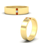 Load image into Gallery viewer, 3-stone-orange-sapphire-wedding-anniversary-band-for-men-in-yellow-gold-fdm8111bgsaorangle3-nl-yg.jpg
