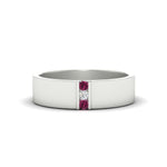 Load image into Gallery viewer, 3-stone-pink-sapphire-wedding-anniversary-band-for-men-in-white-gold-fdm8111bgsadrpi-nl-wg.jpg
