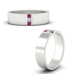 Load image into Gallery viewer, 3-stone-pink-sapphire-wedding-anniversary-band-for-men-in-white-gold-fdm8111bgsadrpiangle3-nl-wg.jpg