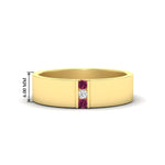 Load image into Gallery viewer, 3-stone-pink-sapphire-wedding-anniversary-band-for-men-in-yellow-gold-fdm8111bgsadrpi-nl-yg-hw.jpg