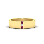 Load image into Gallery viewer, 3-stone-pink-sapphire-wedding-anniversary-band-for-men-in-yellow-gold-fdm8111bgsadrpi-nl-yg.jpg