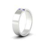 Load image into Gallery viewer, 3-stone-purple-topaz-wedding-anniversary-band-for-men-in-white-gold-fdm8111bgvitoangle2-nl-wg.jpg