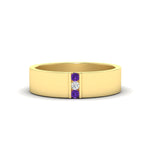 Load image into Gallery viewer, 3-stone-purple-topaz-wedding-anniversary-band-for-men-in-yellow-gold-fdm8111bgvito-nl-yg.jpg