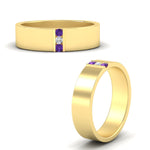 Load image into Gallery viewer, 3-stone-purple-topaz-wedding-anniversary-band-for-men-in-yellow-gold-fdm8111bgvitoangle3-nl-yg.jpg