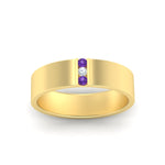 Load image into Gallery viewer, 3-stone-purple-topaz-wedding-anniversary-band-for-men-in-yellow-gold-fdm8111bgvitoangle5-nl-yg.jpg