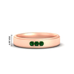 Load image into Gallery viewer, 3-stone-round-emerald-channel-set-mens-wedding-ring-in-rose-gold-fdm10340rogemgr-nl-rg-hw