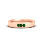 Load image into Gallery viewer, 3-stone-round-emerald-channel-set-mens-wedding-ring-in-rose-gold-fdm10340rogemgr-nl-rg
