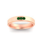 Load image into Gallery viewer, 3-stone-round-emerald-channel-set-mens-wedding-ring-in-rose-gold-fdm10340rogemgrangle5-nl-rg