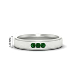 Load image into Gallery viewer, 3-stone-round-emerald-channel-set-mens-wedding-ring-in-white-gold-fdm10340rogemgr-nl-wg-hw