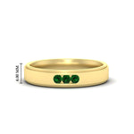 Load image into Gallery viewer, 3-stone-round-emerald-channel-set-mens-wedding-ring-in-yellow-gold-fdm10340rogemgr-nl-yg-hw