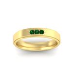 Load image into Gallery viewer, 3-stone-round-emerald-channel-set-mens-wedding-ring-in-yellow-gold-fdm10340rogemgrangle5-nl-yg