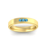 Load image into Gallery viewer, 3-stone-round-ice-blue-topaz-channel-set-mens-wedding-ring-in-yellow-gold-fdm10340rogicbltoangle5-nl-yg