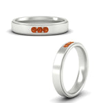 Load image into Gallery viewer, 3-stone-round-orange-sapphire-channel-set-mens-wedding-ring-in-white-gold-fdm10340rogsaorangle3-nl-wg