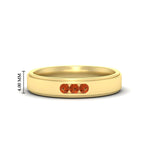 Load image into Gallery viewer, 3-stone-round-orange-sapphire-channel-set-mens-wedding-ring-in-yellow-gold-fdm10340rogsaor-nl-yg-hw