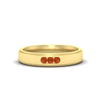 Load image into Gallery viewer, 3-stone-round-orange-sapphire-channel-set-mens-wedding-ring-in-yellow-gold-fdm10340rogsaor-nl-yg