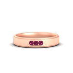 Load image into Gallery viewer, 3-stone-round-pink-sapphire-channel-set-mens-wedding-ring-in-rose-gold-fdm10340rogsadrpi-nl-rg