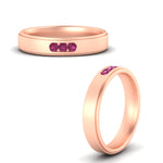 Load image into Gallery viewer, 3-stone-round-pink-sapphire-channel-set-mens-wedding-ring-in-rose-gold-fdm10340rogsadrpiangle3-nl-rg
