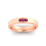 Load image into Gallery viewer, 3-stone-round-pink-sapphire-channel-set-mens-wedding-ring-in-rose-gold-fdm10340rogsadrpiangle5-nl-rg