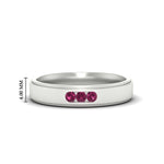 Load image into Gallery viewer, 3-stone-round-pink-sapphire-channel-set-mens-wedding-ring-in-white-gold-fdm10340rogsadrpi-nl-wg-hw