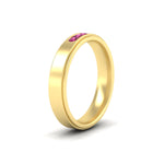 Load image into Gallery viewer, 3-stone-round-pink-sapphire-channel-set-mens-wedding-ring-in-yellow-gold-fdm10340rogsadrpiangle2-nl-yg