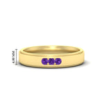 Load image into Gallery viewer, 3-stone-round-purple-amethyst-channel-set-mens-wedding-ring-in-yellow-gold-fdm10340rogvito-nl-yg-hw
