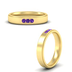 Load image into Gallery viewer, 3-stone-round-purple-amethyst-channel-set-mens-wedding-ring-in-yellow-gold-fdm10340rogvitoangle3-nl-yg